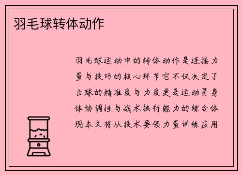 羽毛球转体动作
